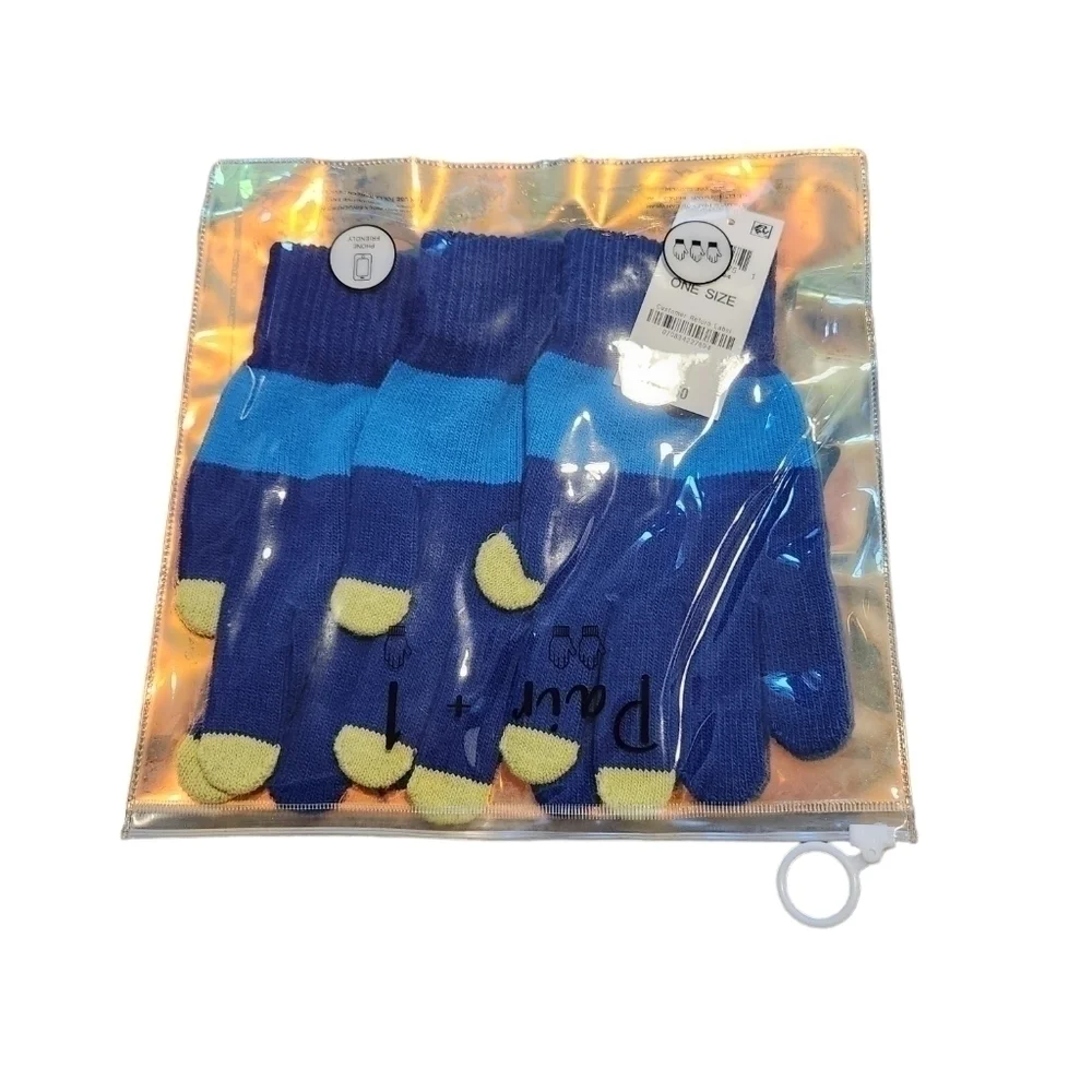 INC Women's Pair + 1 Blue Dark Blue and Green Gloves Set Gift Set NWT
